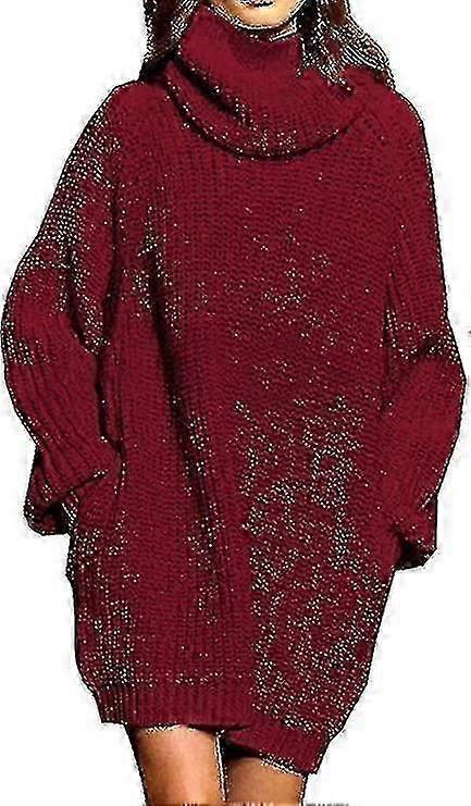 Damen Langarmiges Strickpulloverkleid mit Polokragen