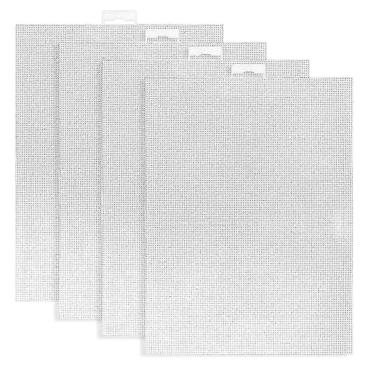 4 PCS 14 Count Plastic Mesh Canvas Sheets compatible with Embroidery, White Plastic Needlepoint Canvas (8 X 11