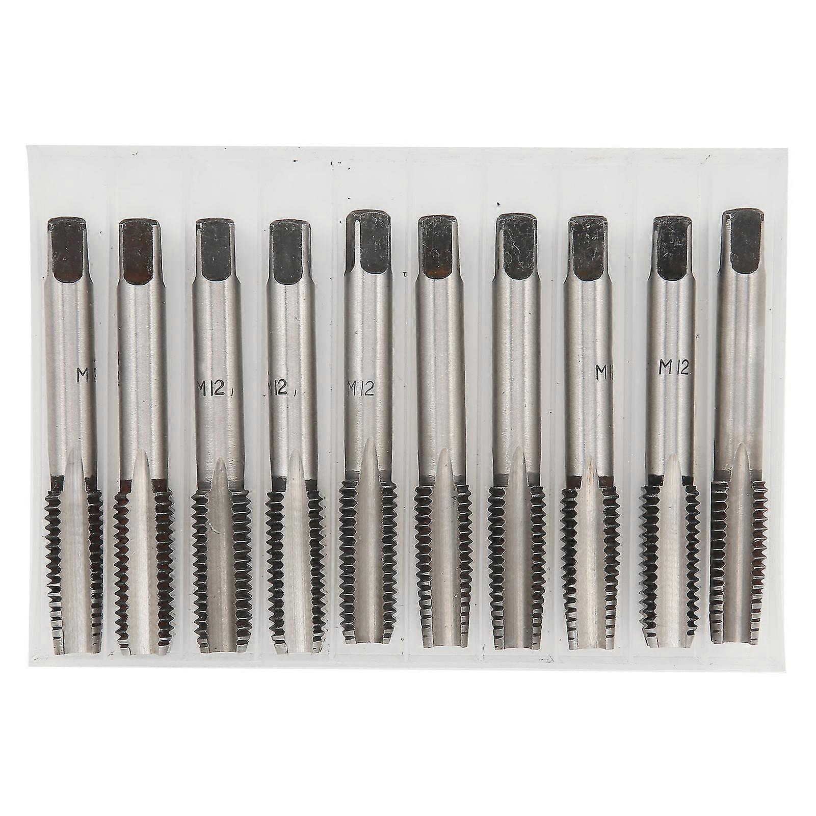 M12 Carbon Steel Hand Tap Set - Metric Taper and Plug Tap Tool with Straight Flutes