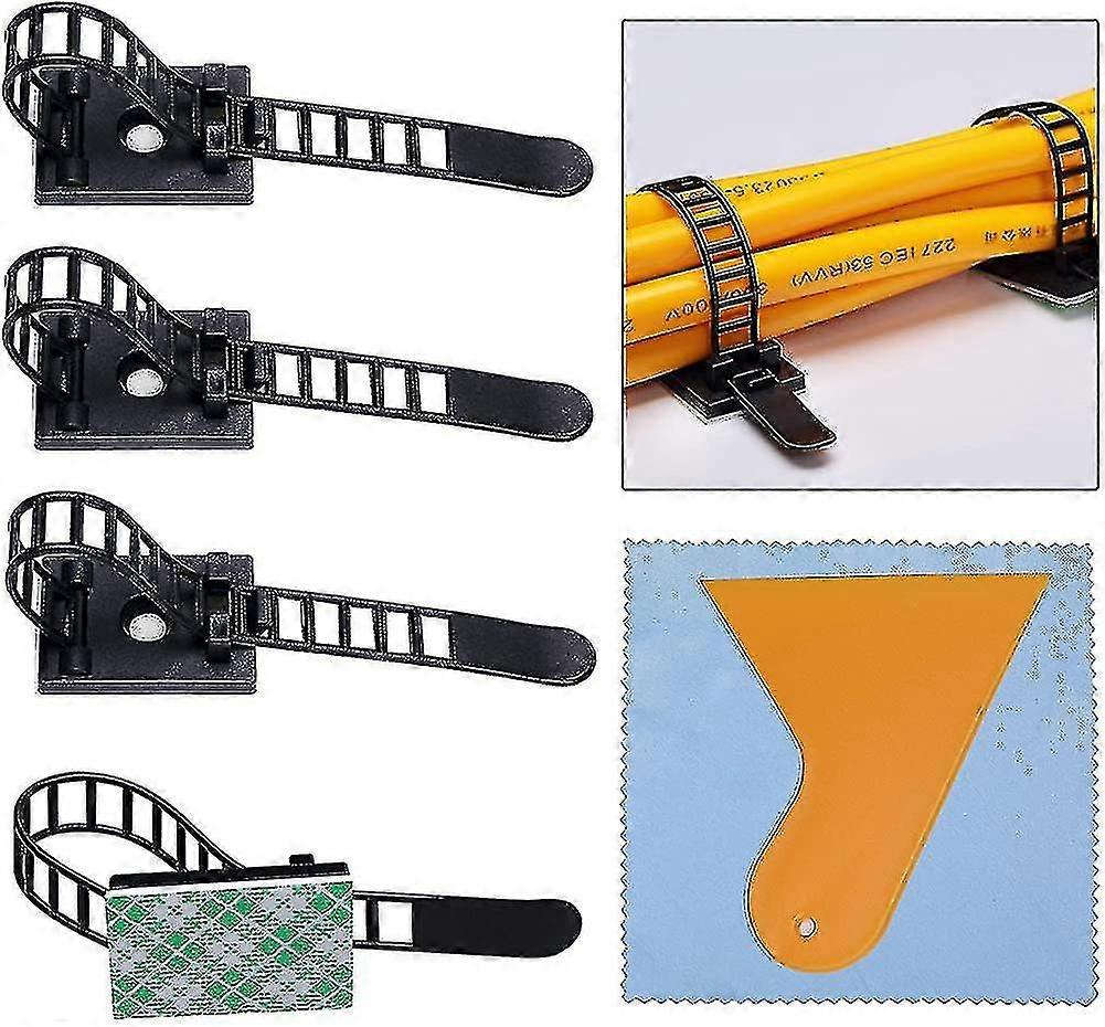 100 Pieces Cable Clips, Cable Ties Adhesive Cable Clips Adjustable Nyl