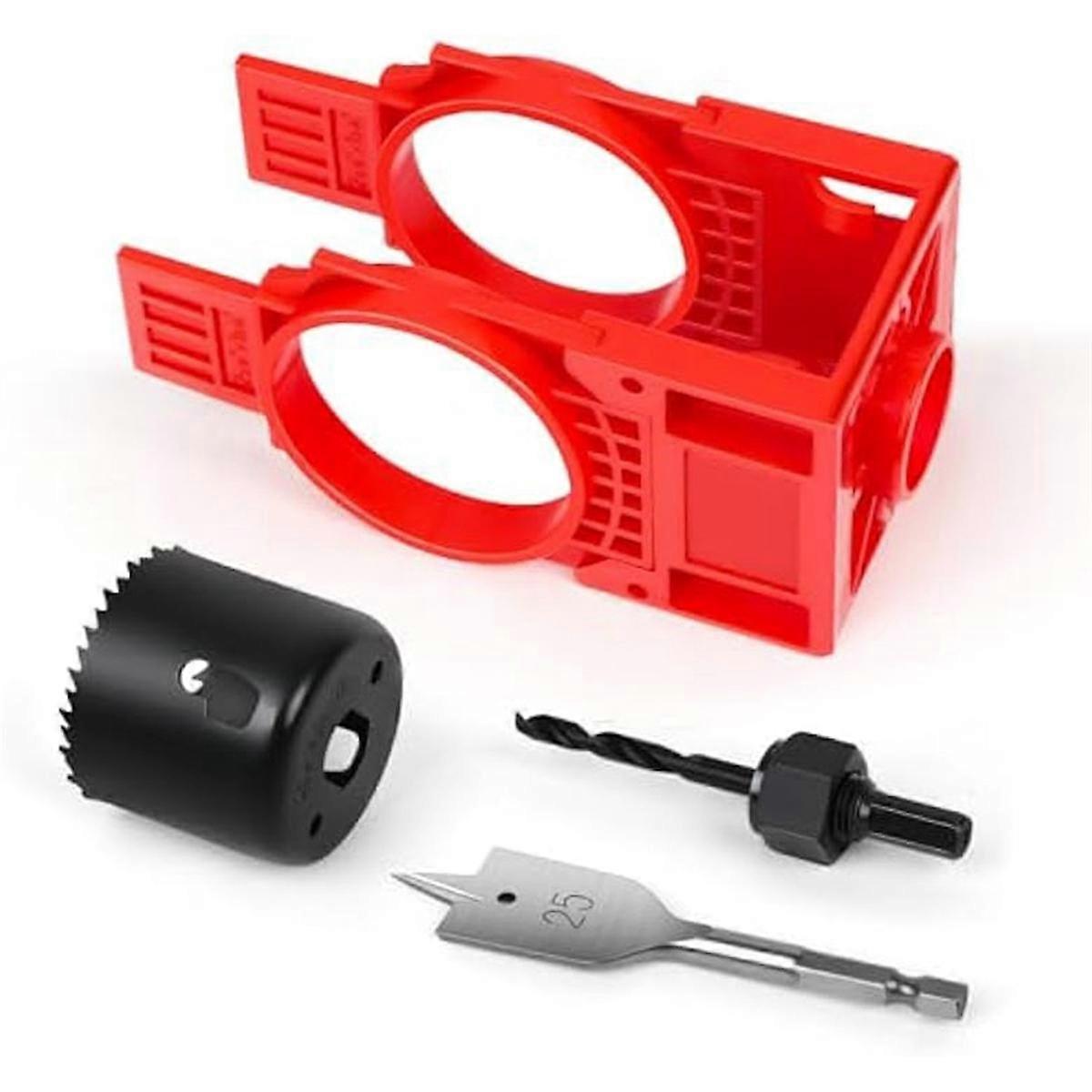 Door Lock Installation Kit,Door Hole Drilling Kit for Deadbolts and Locksets with Guide Template, Door Lock Hole Saw