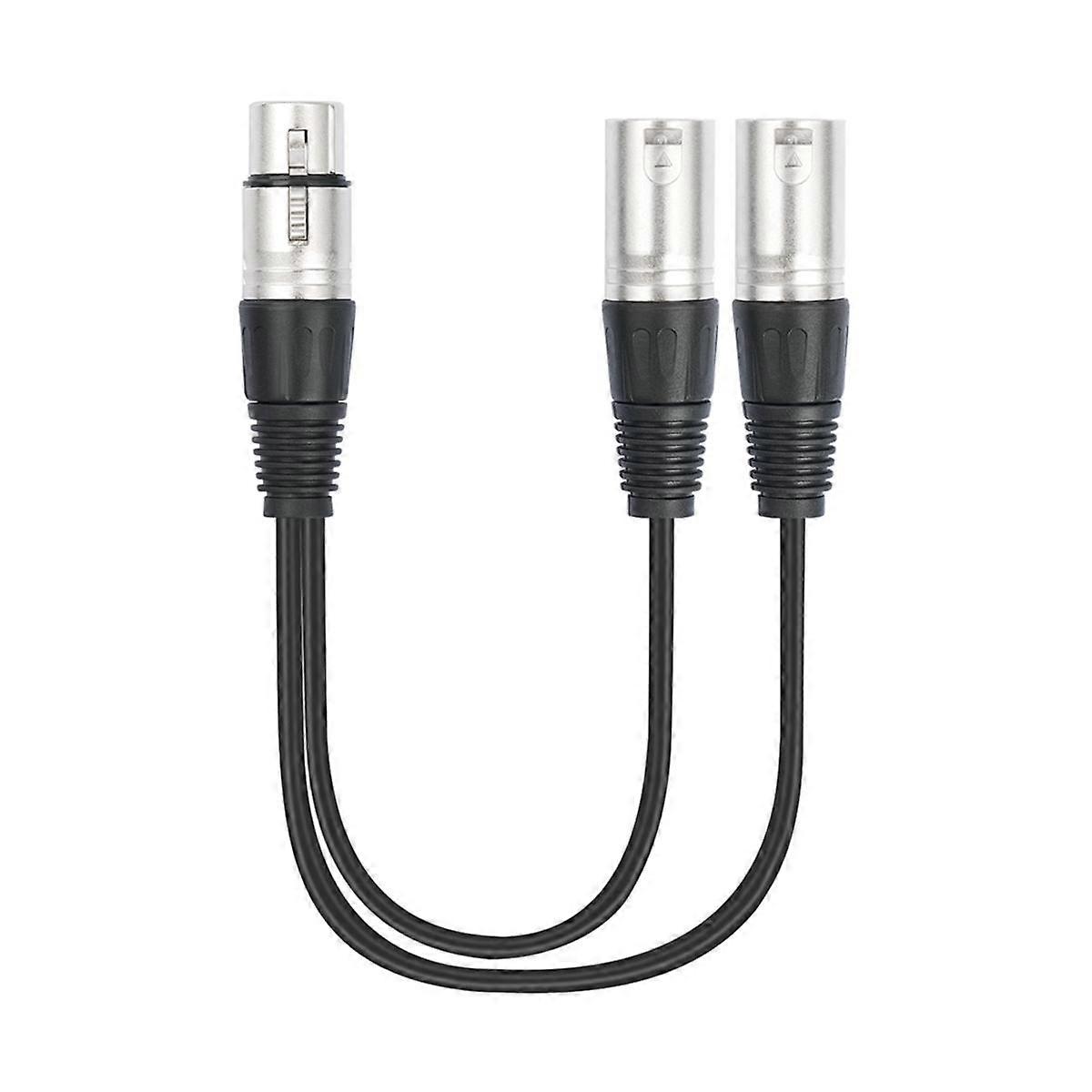 30cm 3pinový XLR kabel (samice) na dvojitý Y konektor (samec), rozdělovací kabel pro mikrofon, audio adaptér