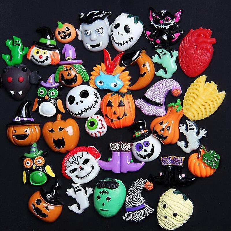 30x Mix Halloween Resin Charms Flatback Pumpkin Cabochon Scrapbooking DIY Craft