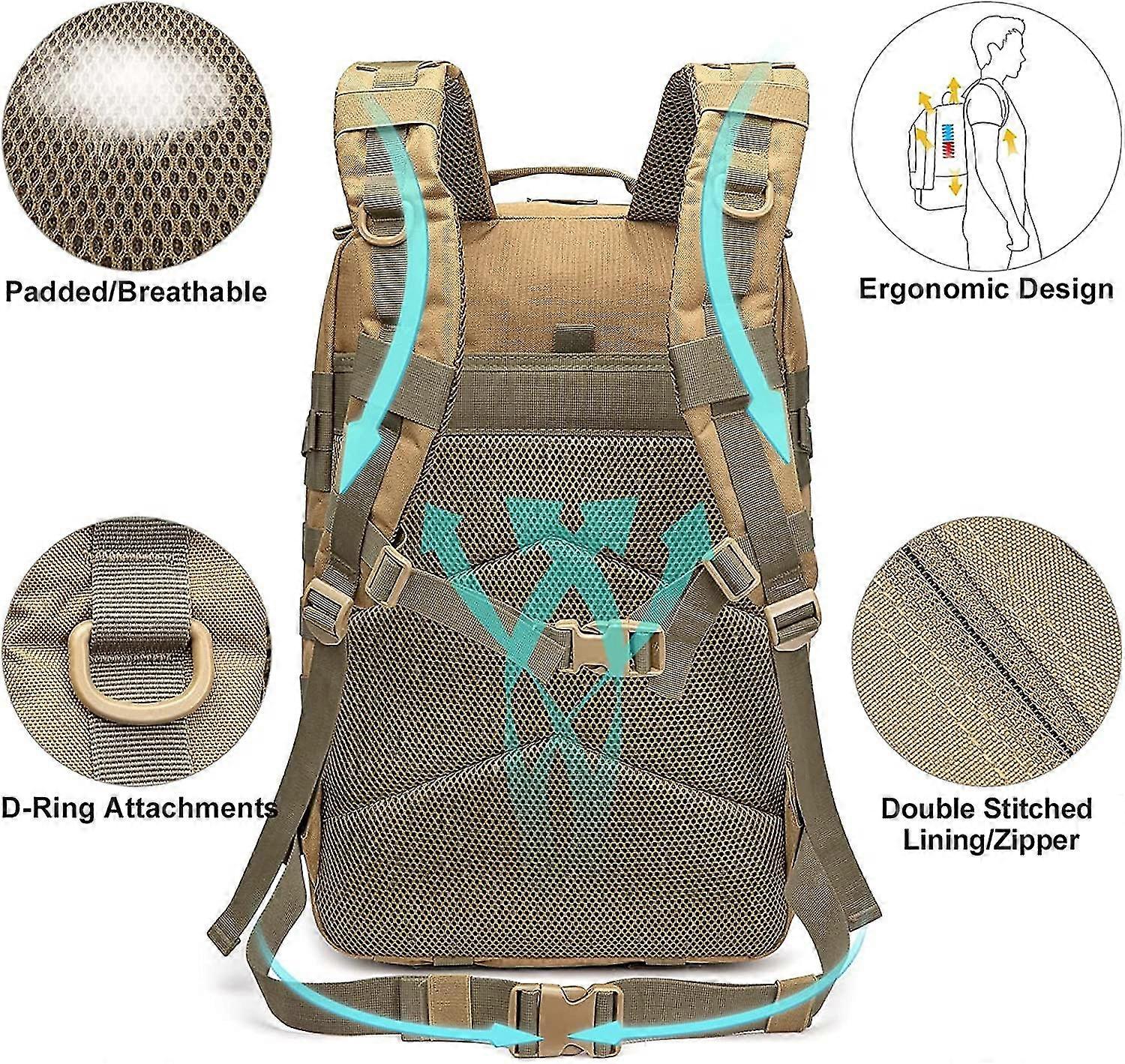 Zaino Tattico Bambino 20L Con Sistema MOLLE | Nylon Resistente, Per Scuola, Campeggio, Outdoor | Include 2 Toppe E Moschettone - 2