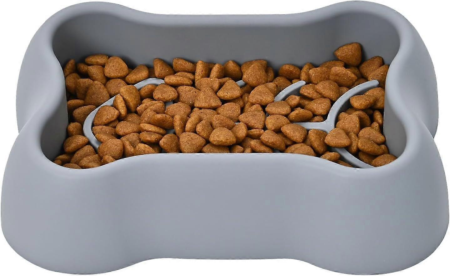 Slow Feed Dog Bowl,Slow Feed Cat Feeder Bowl,Pet Fun Puzzle Feeder,Non-Slip Expanding Stopper Feeder Bowl for Dogs/Cats/Pets (Gray)