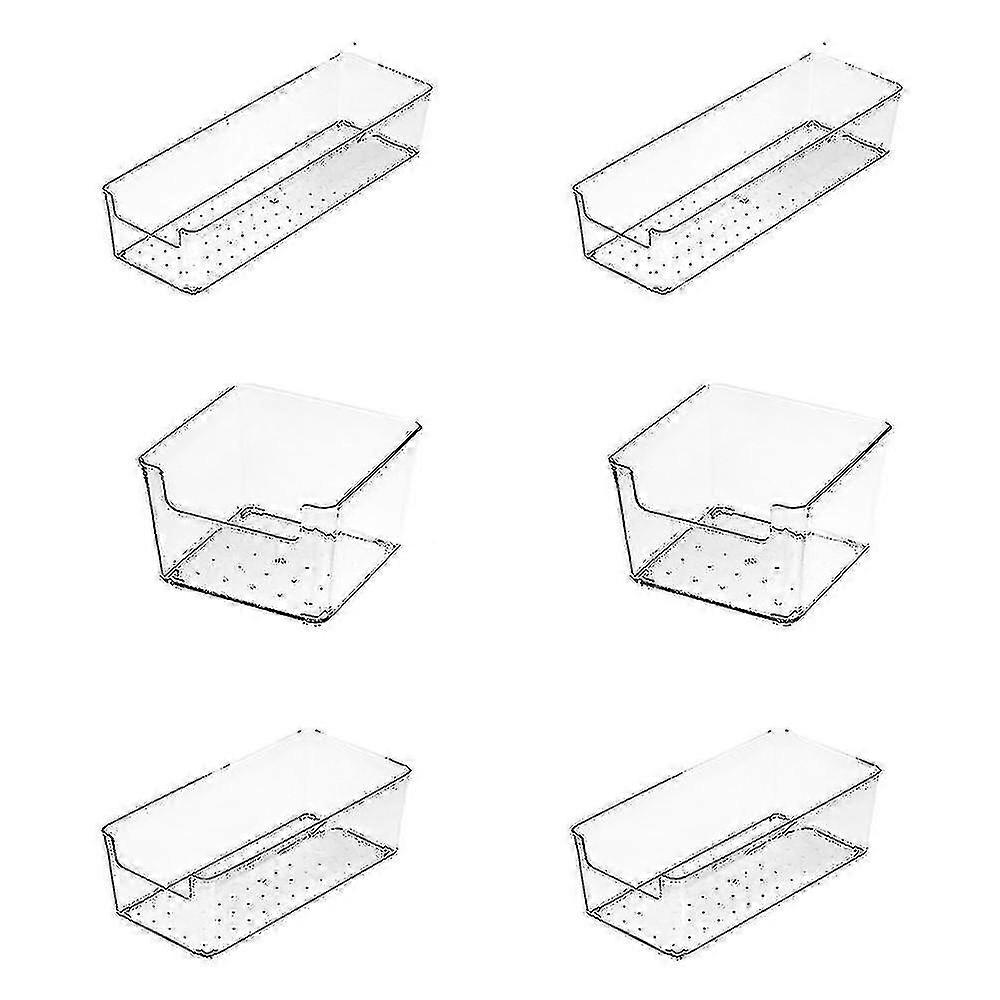 6pcs Clear Drawer Bins Case For Utensil Cosmetic Kitchen Tableware A