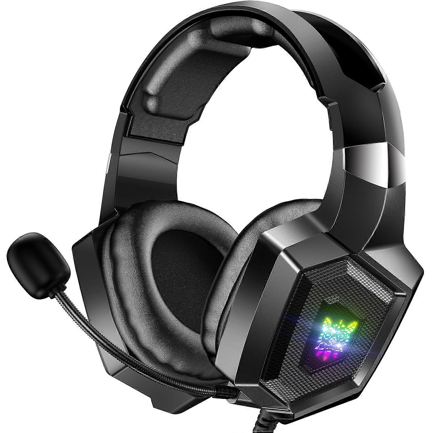 ONIKUMA K8 Gaming Headphones with Flexible HD Mic RGB Light Surround Sound Over-Ear Wired Headset Gamer for PC Gaming Xbox