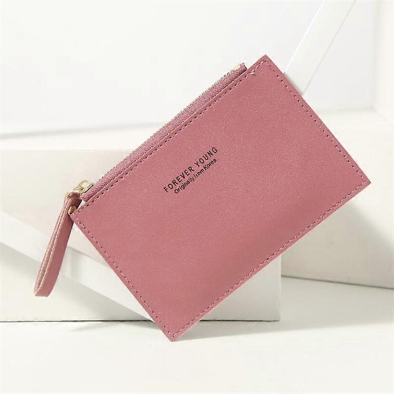1pc Men's Women's PU Zipper Cash ID Card Credit Card Holder Pure Color Mini Business Card Case Name Card Holder Holiday Gift