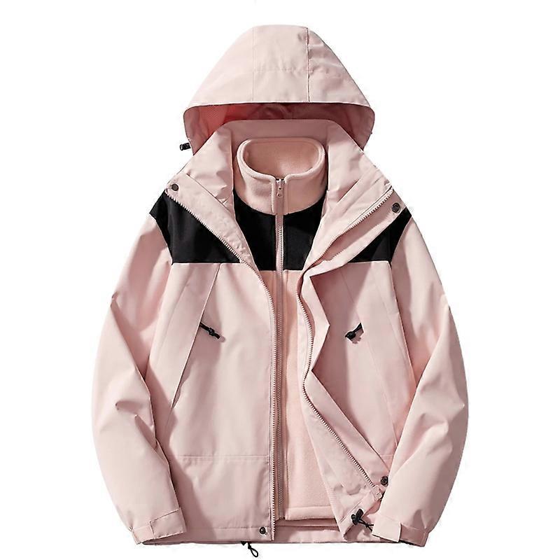 Couples Windproof 3 in 1 Jacket, Waterproof Hooded Fleece Softshell Mountain Jackets