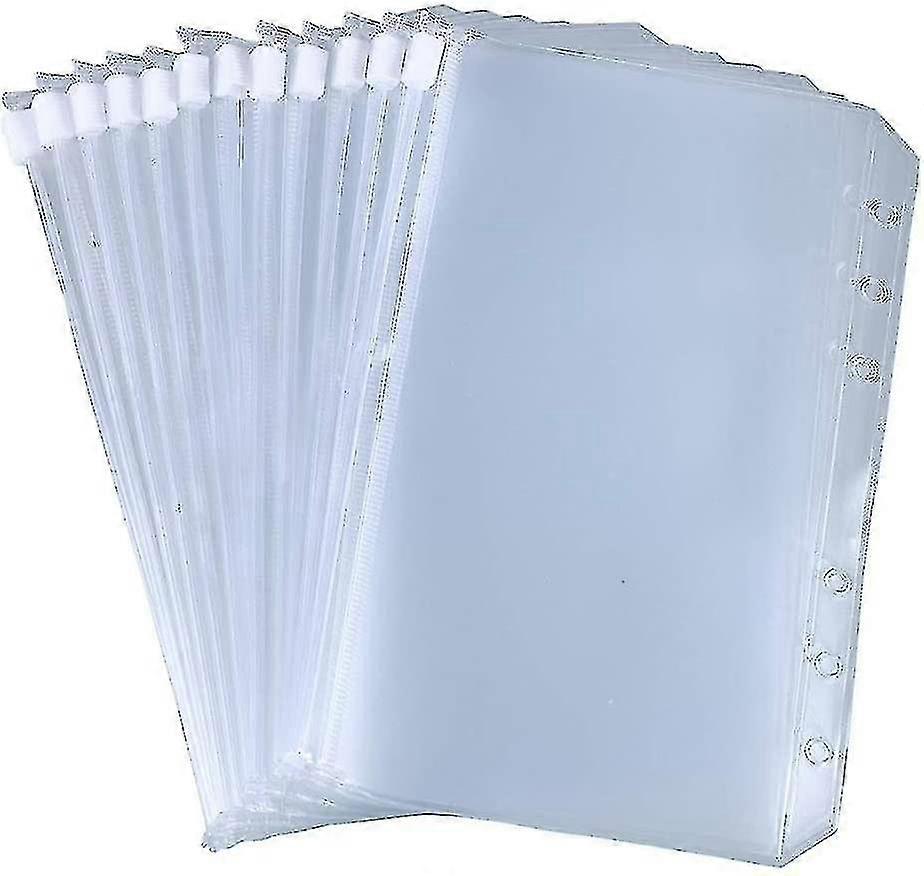 12pcs Binder Pockets A5/a6 Size 6 Holes Binder Zipper Folders For 6-ring Notebook Binder Loose Leaf