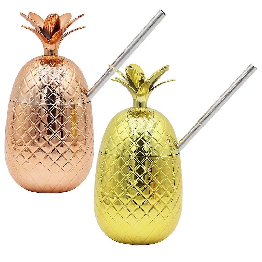 2 uppsättningar ananas kopp cocktailkopp halm ananas kopp cocktailkopp för semesterfest