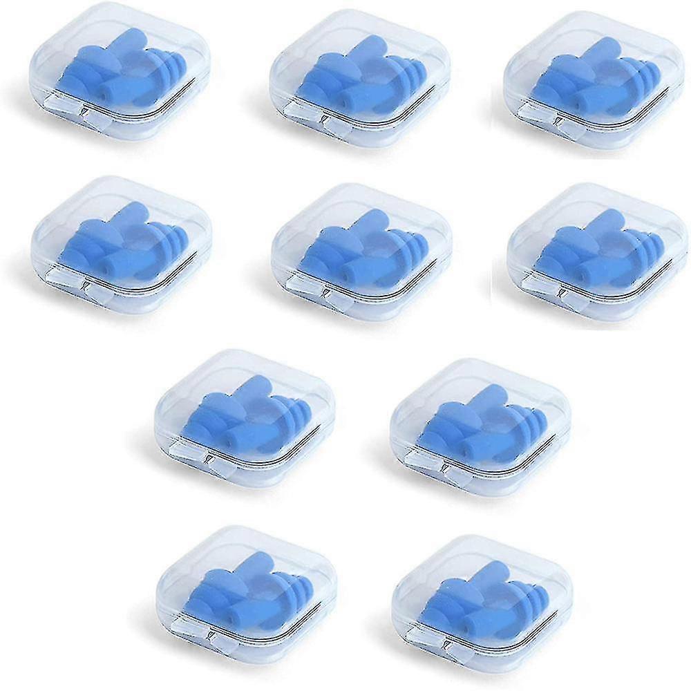 10 Pairs Silicone Ear Plugs In Plastic Cases Soft Reusable Washable Nrr 28db Compatible With Sleeping