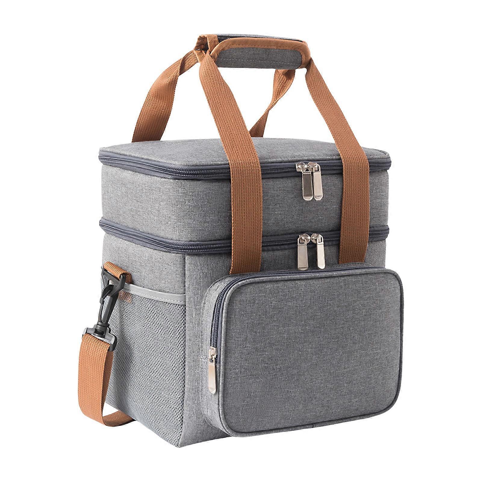 Double Layer Insulated Lunch Bag with Adjustable Strap Leakproof Cooler Bag for Work Travel Picnic Hiking Jikaix