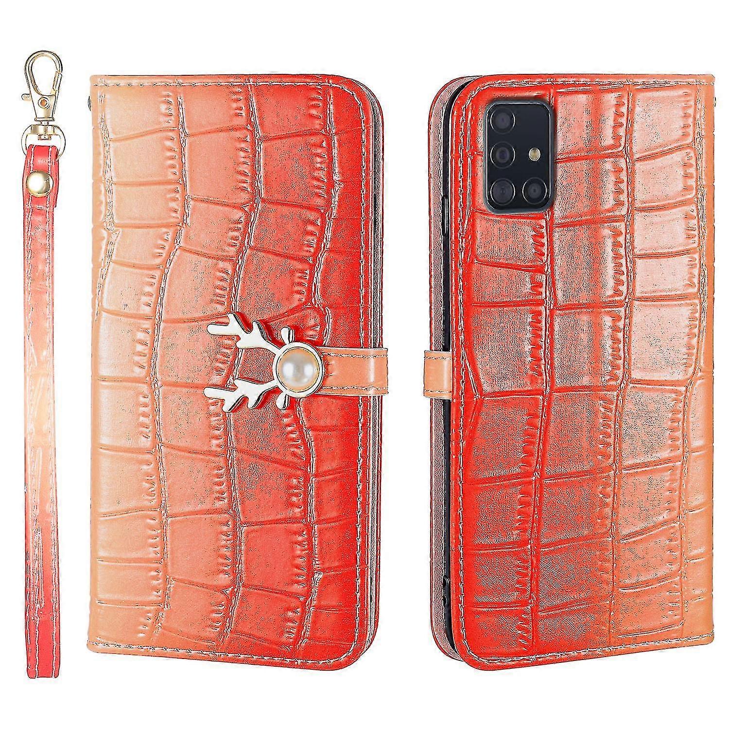 Elk Pattern Phone Case For Samsung Galaxy A71 5g With Card Holder, Lanyard, Pu Leather Material, Wallet Function, Corner Fall Protection