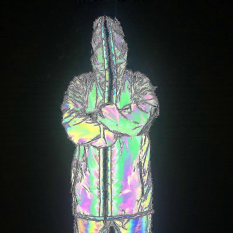 Fargerike reflekterende hettejakke mote runing coat