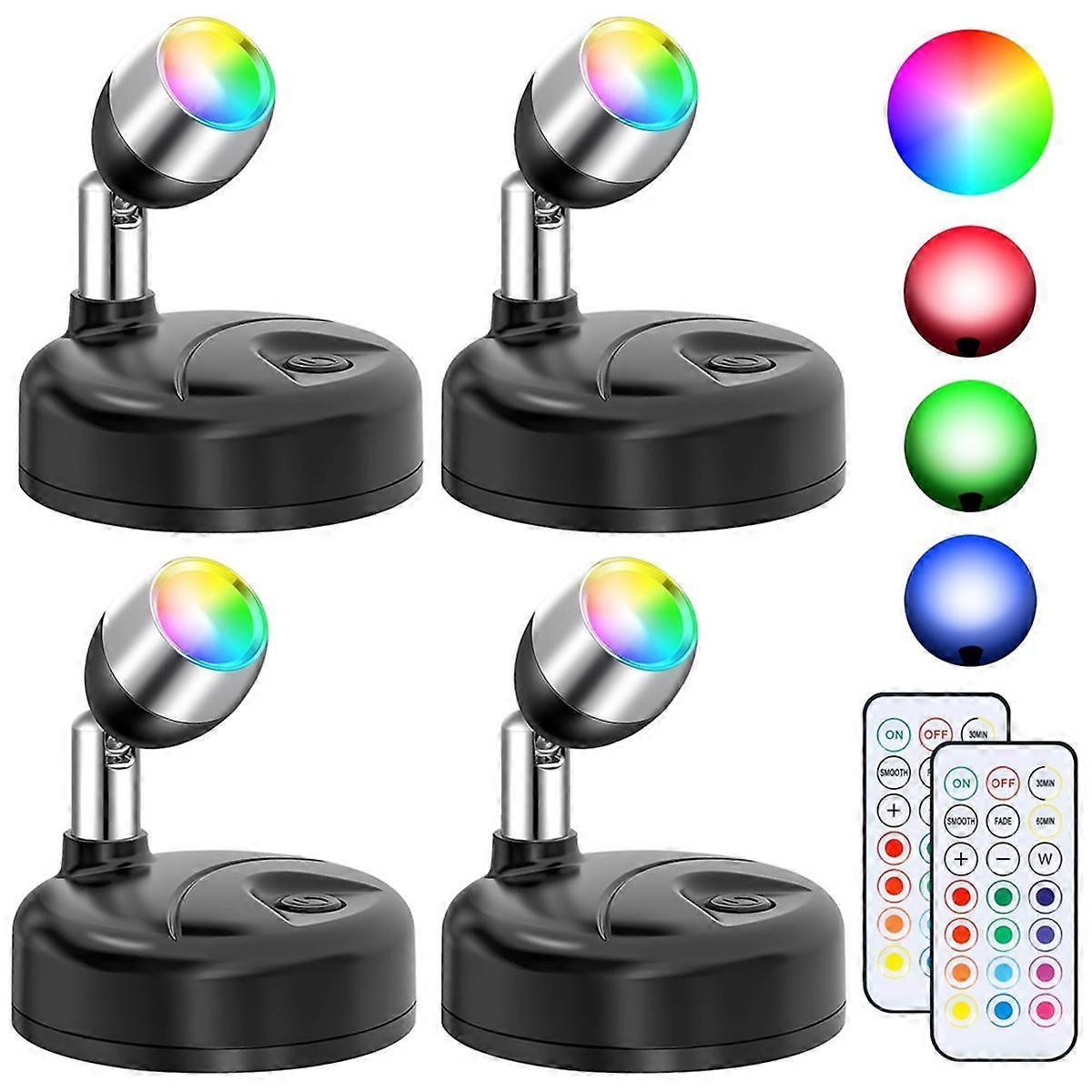 Wireless RGBW Spot Lights Indoor Decor,4 Pack Floor Uplighting Indoor,13 Color Changing Tree Lights,with Remote