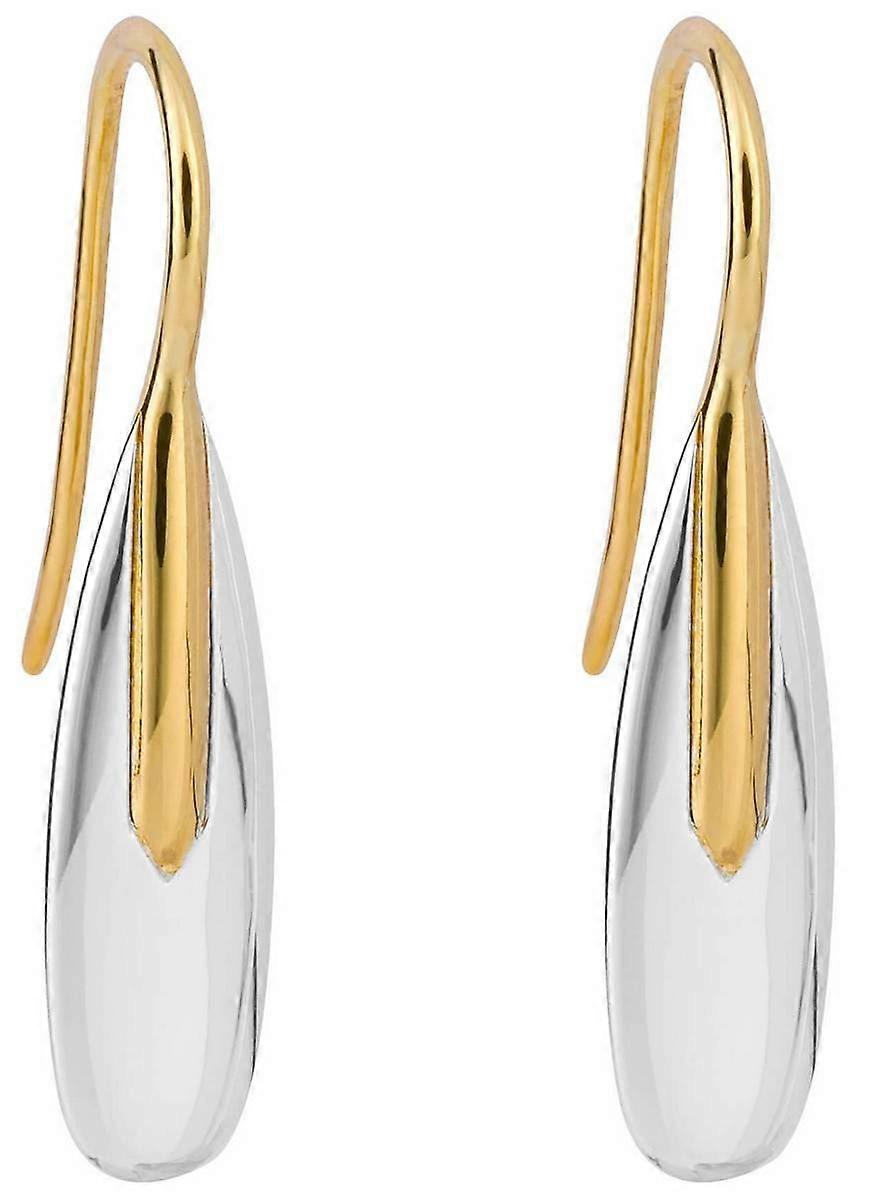 Beginnings Elongated Pebble Drop Earrings - Silver/Gold