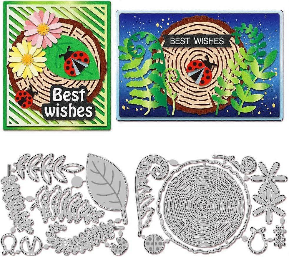 Tree Ring Ladybug Ferns Cutting Dies for Card Making Tree Roots Metal Die Cuts Cutting Dies Template DIY Scrapbooking Embossing Paper Album Craft Deco