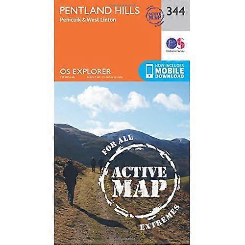 OS Explorer mapa activo (344) Pentland Hills (mapa activo OS Explorer)