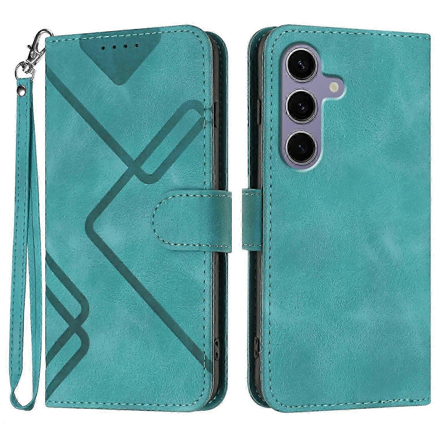 For Samsung Galaxy S25 Case Leather Phone Cover Geometry Pattern