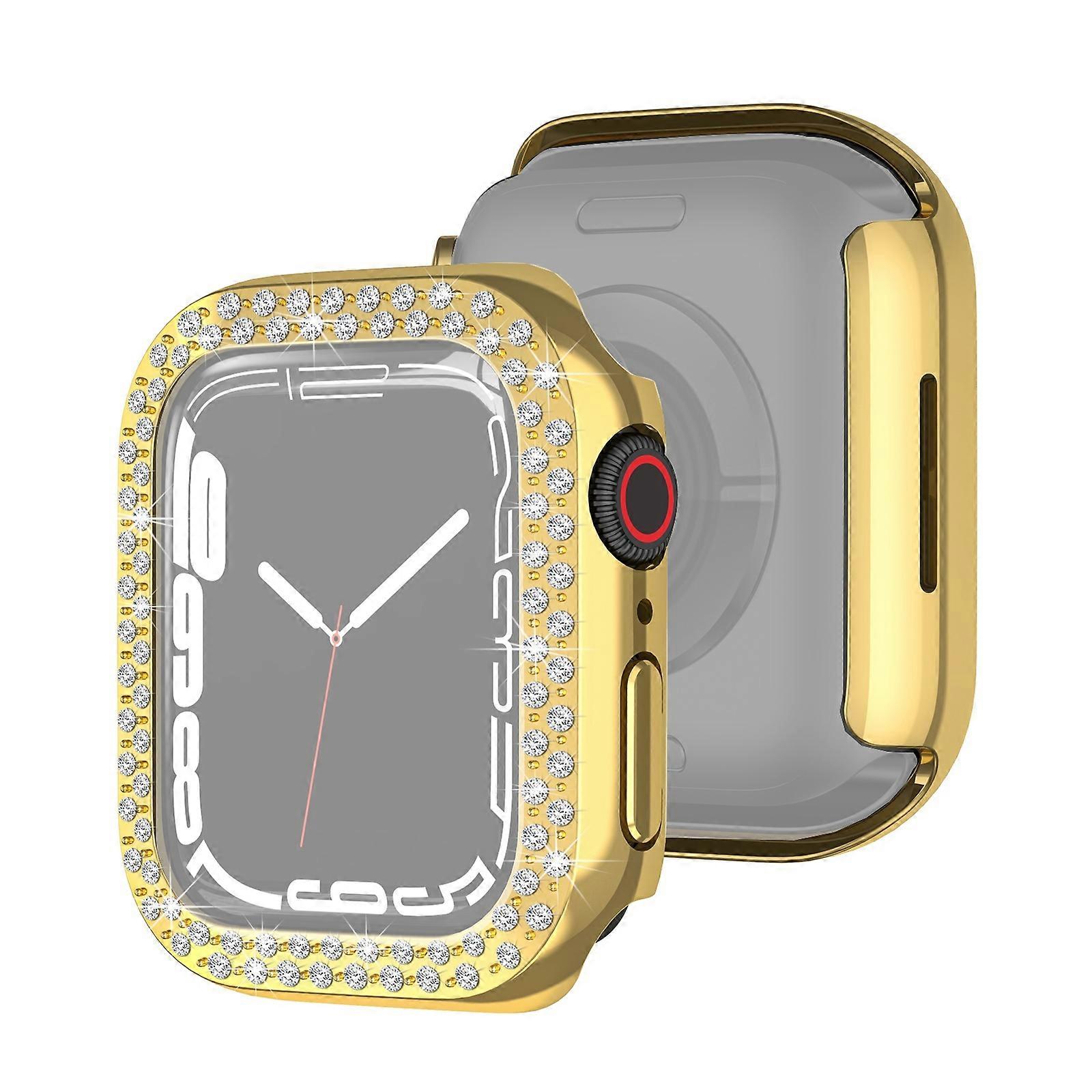 Electroplating PC Double Rows Diamond Protective Case For Apple Watch Series 9 / 8 / 7 41mm