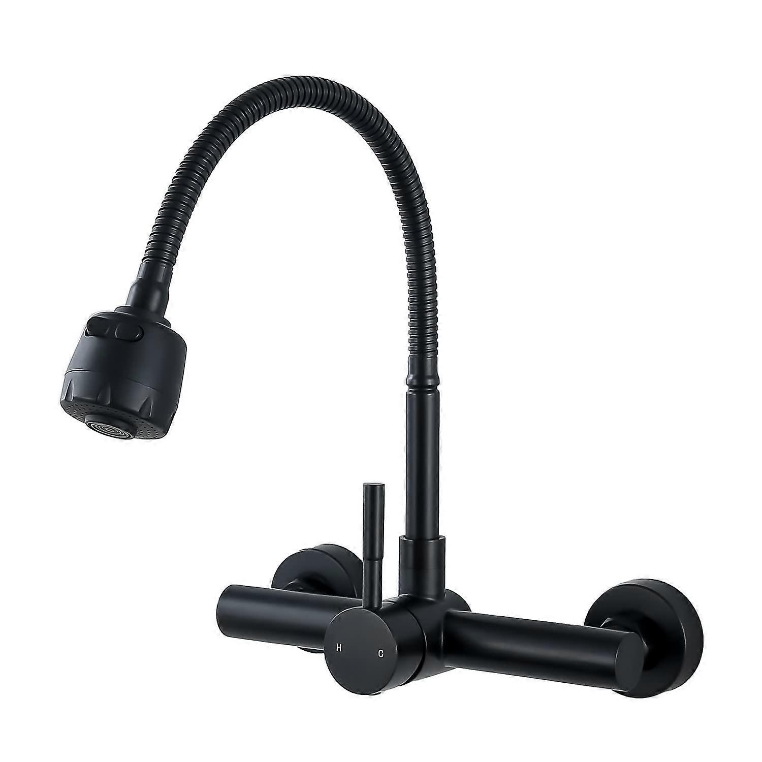 Matte Stainless Steel Kitchen Faucet with Sprayer for Wall Mounting