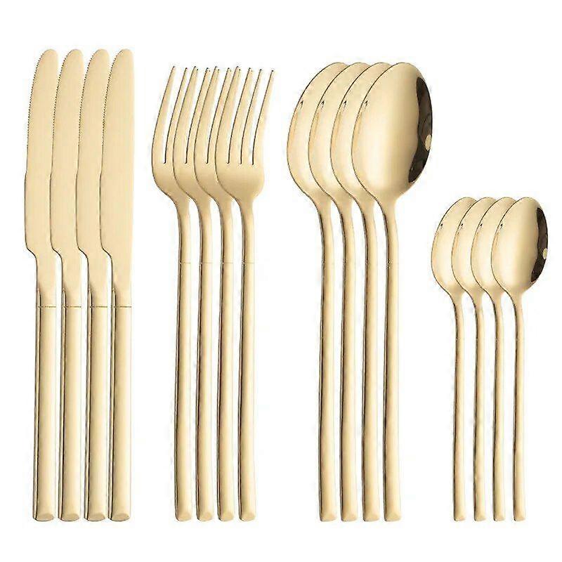 Mirror Gold Dinnerware Cutlery Set Stainless Steel Kitchen Flatware Knife Fork Coffee Spoon Home Tableware Silverware Set