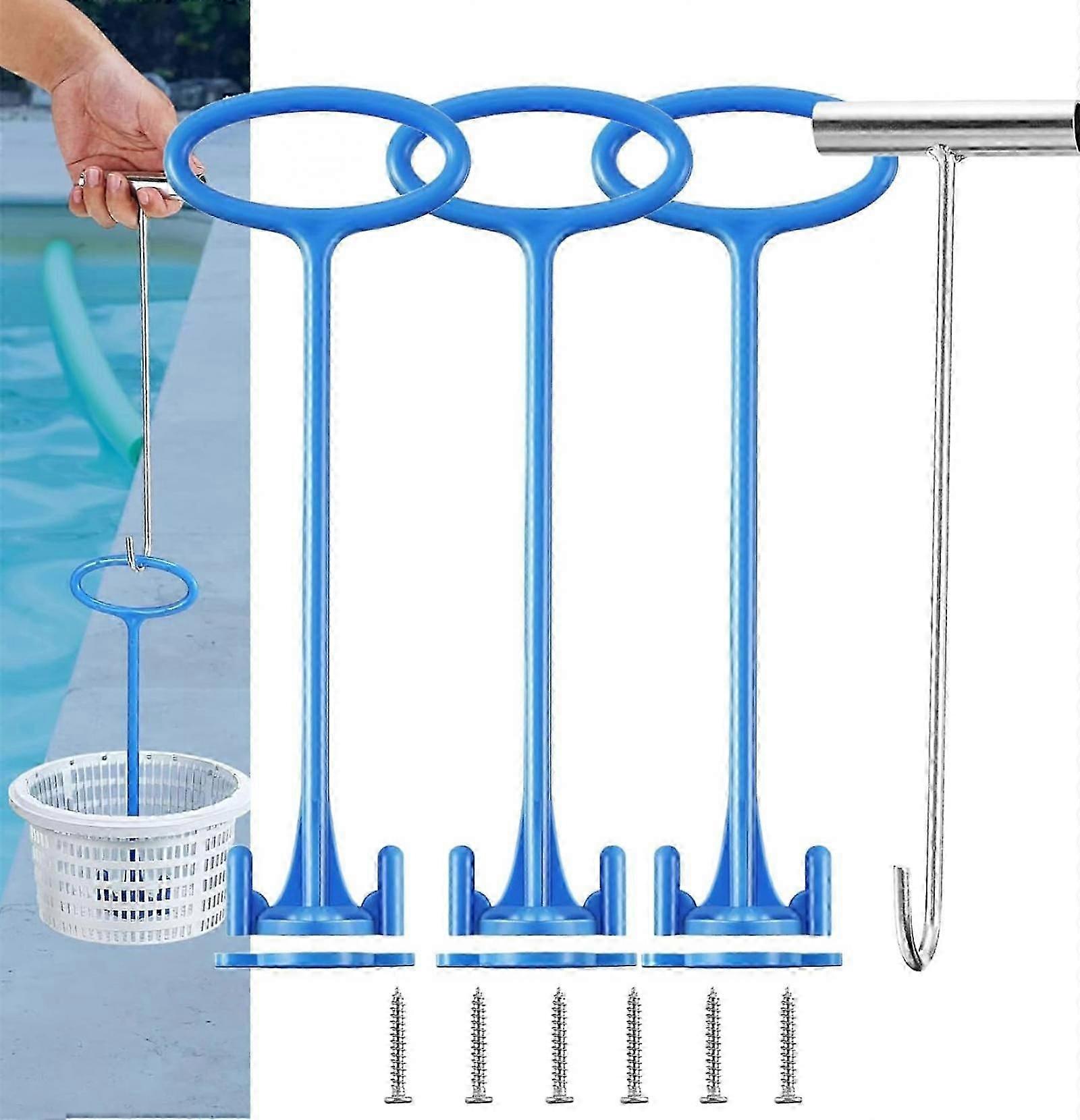 Skimmer Basket Handle, Pool Skimmer Basket Hook, Universal Pool Skimmer Basket with Handle Fit All Skimmer Basket for Debris Removal, Keep Hands Clean