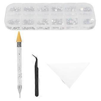 2024 AB Nail Art Rhinestones Set Nail Decorations with Double Headed Picker Dotting Pen Tweezer