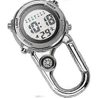 Karabineruhr Digitaler Clip auf Quarzuhr Multifunktionaler Karabiner Fob Uhr Leuchtendes Gesicht Kompass Karabiner Uhr mit Kompass