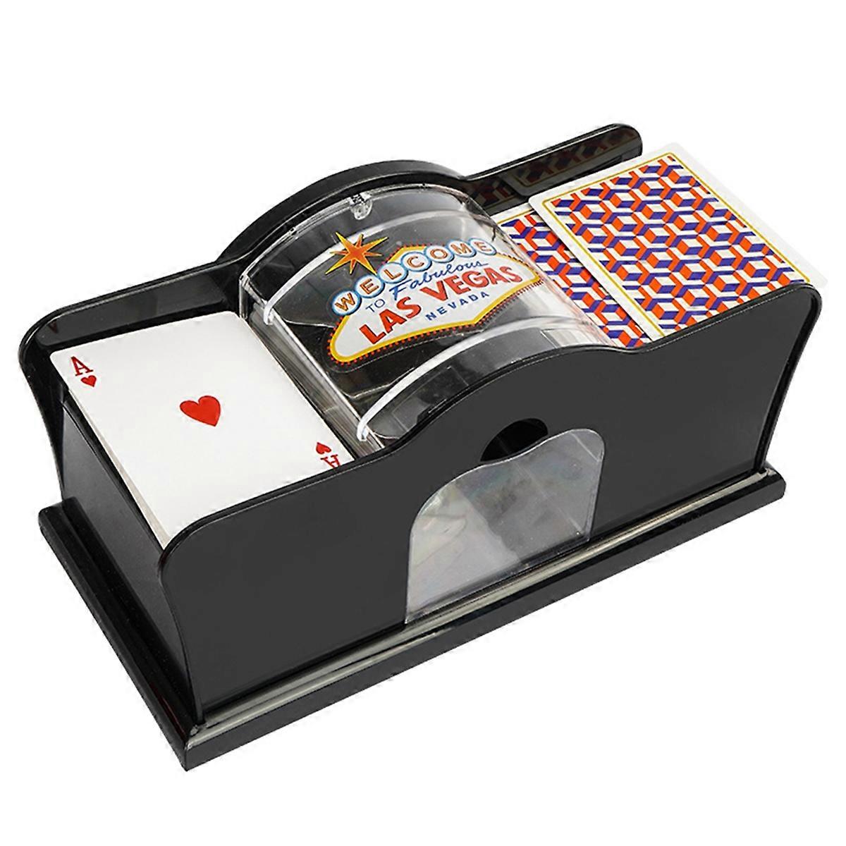 Manual Card Shuffler Poker Shuffle Machine Cards Holder Easy Hand Cranked System Card Shuffler Black