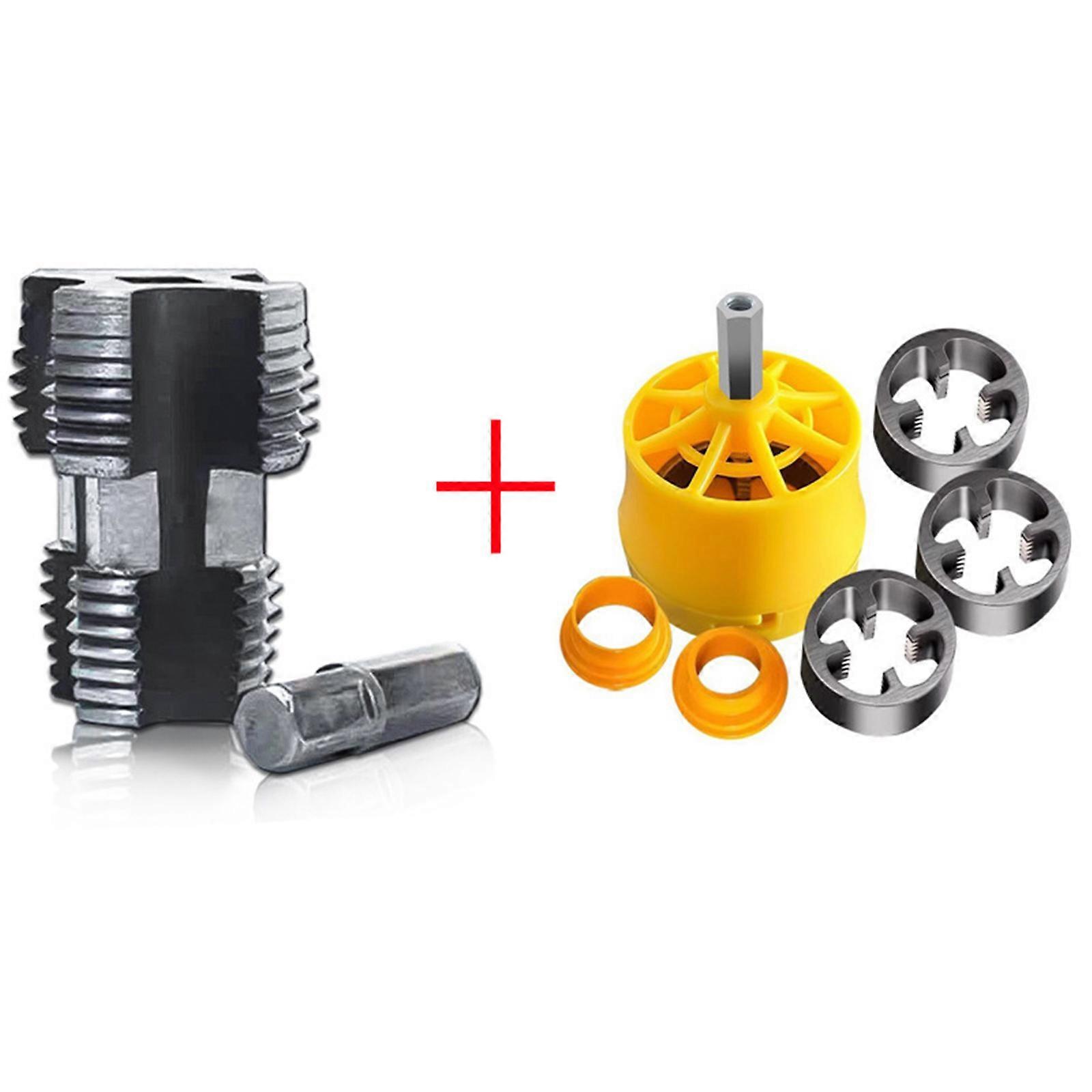 Pipe Threading Tool Set for Electric Drill in Various Applications PVC Pipe Threader Maker Kit with Various Die Size