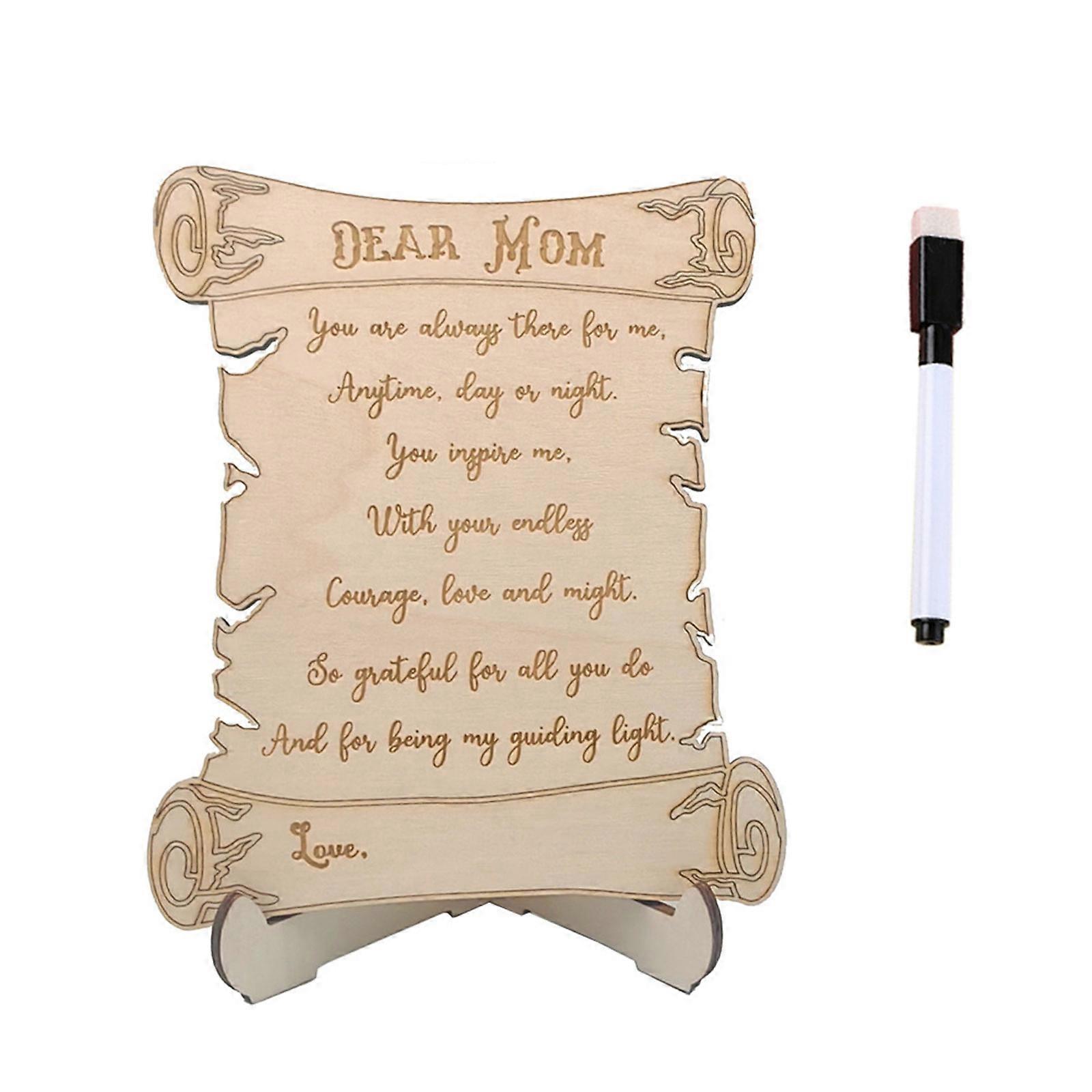 Plaque en bois élégante pour maman, décoration de table pour la fête des mères, panneau en bois avec stylo de base, sculpture décorative à monter soi-même, cadeau unique pour la famille, multicolore