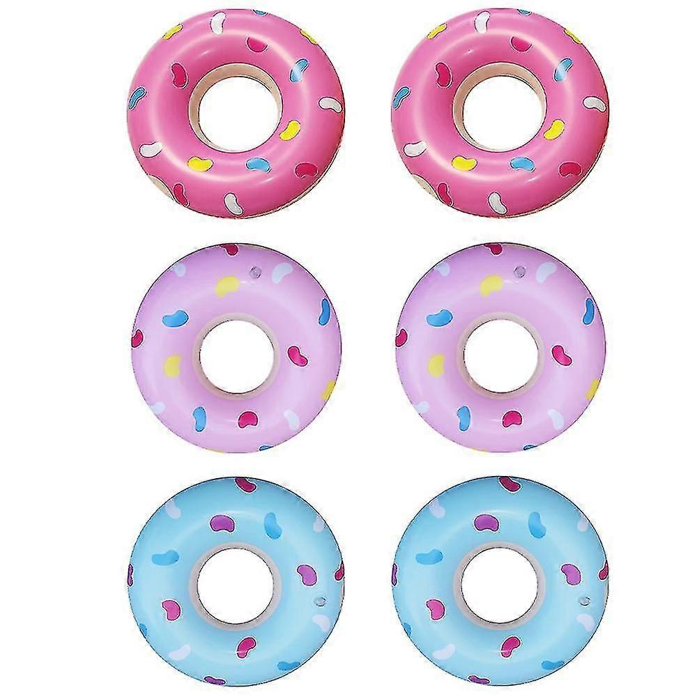 6pcs Inflatable Pool Donuts Mini Donut Inflatables Toys Small Swimming Ring For Kids