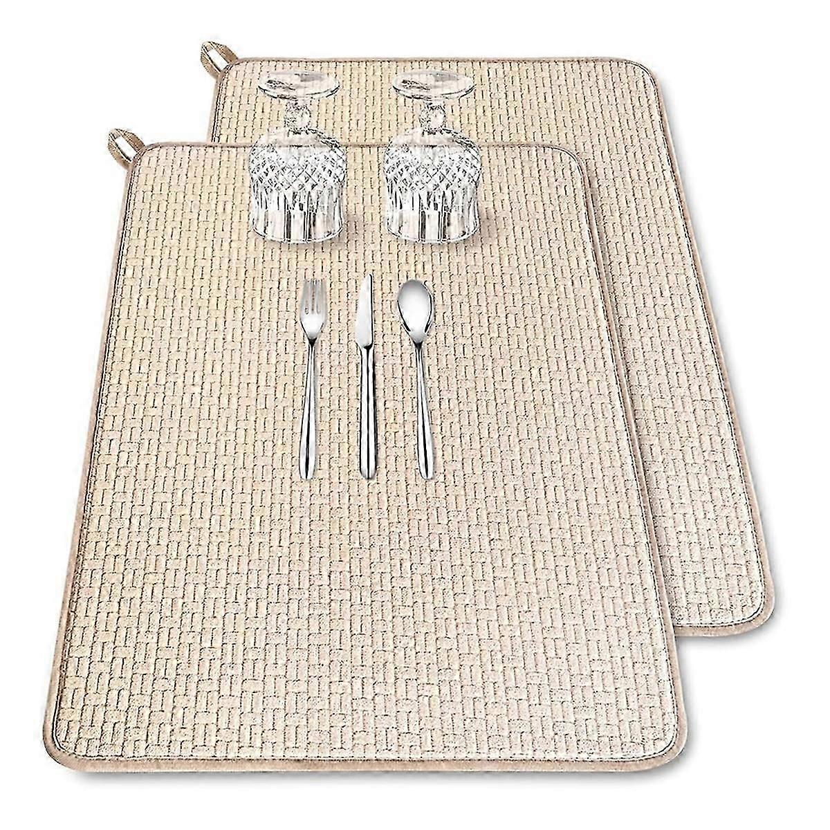 2er Pack XXL große Mikrofaser Geschirr Trockenmatte, 24x17,7 Zoll saugfähiges Geschirr Abtropffläche Küchentheke, Dis