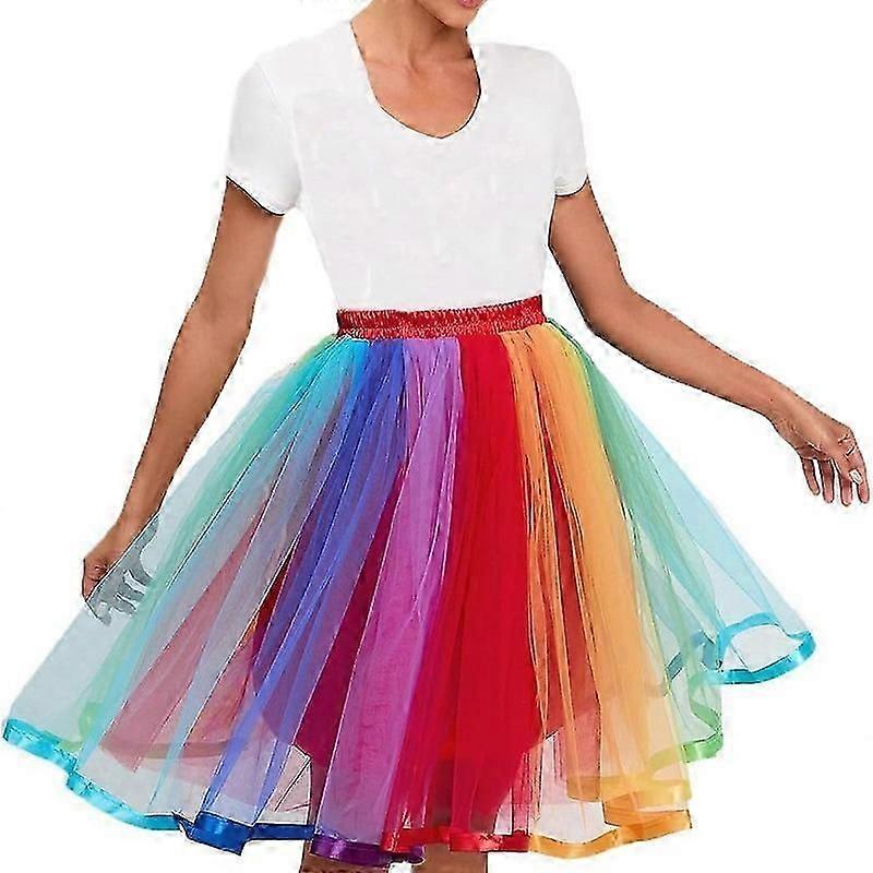 Womens Rainbow Tutu Skirt Layered Tulle Skirt