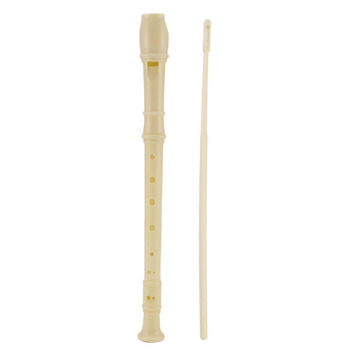 Students creamy-white Plastic 8 Holes Flute Recorder w Cleaning Stick