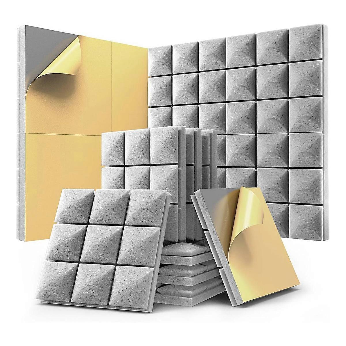 12 Pack Sound Proof Foam Panels with Self-Adhesive, Gray