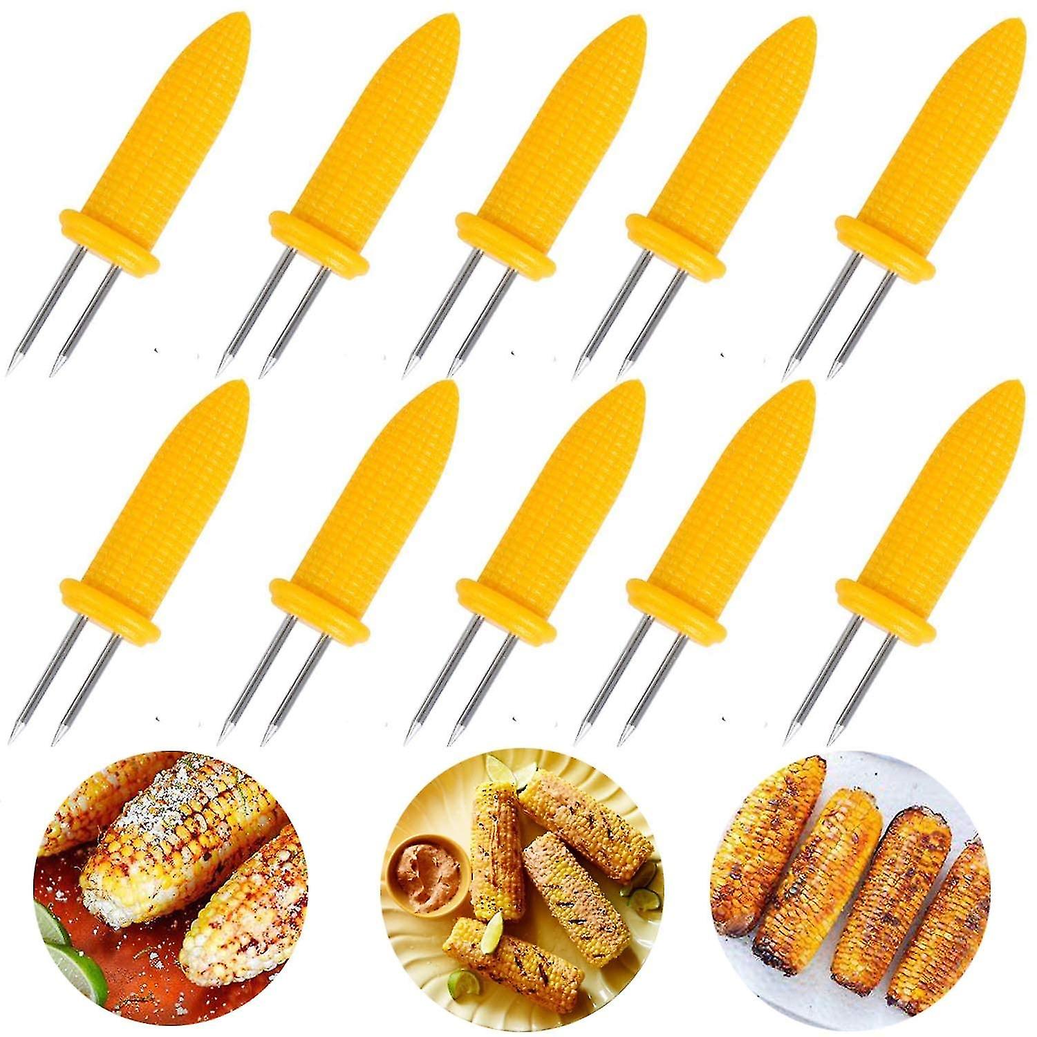 10pcs Corn Holders,stainless Steel Corn Fork For Bbq Sweetcorn Holders