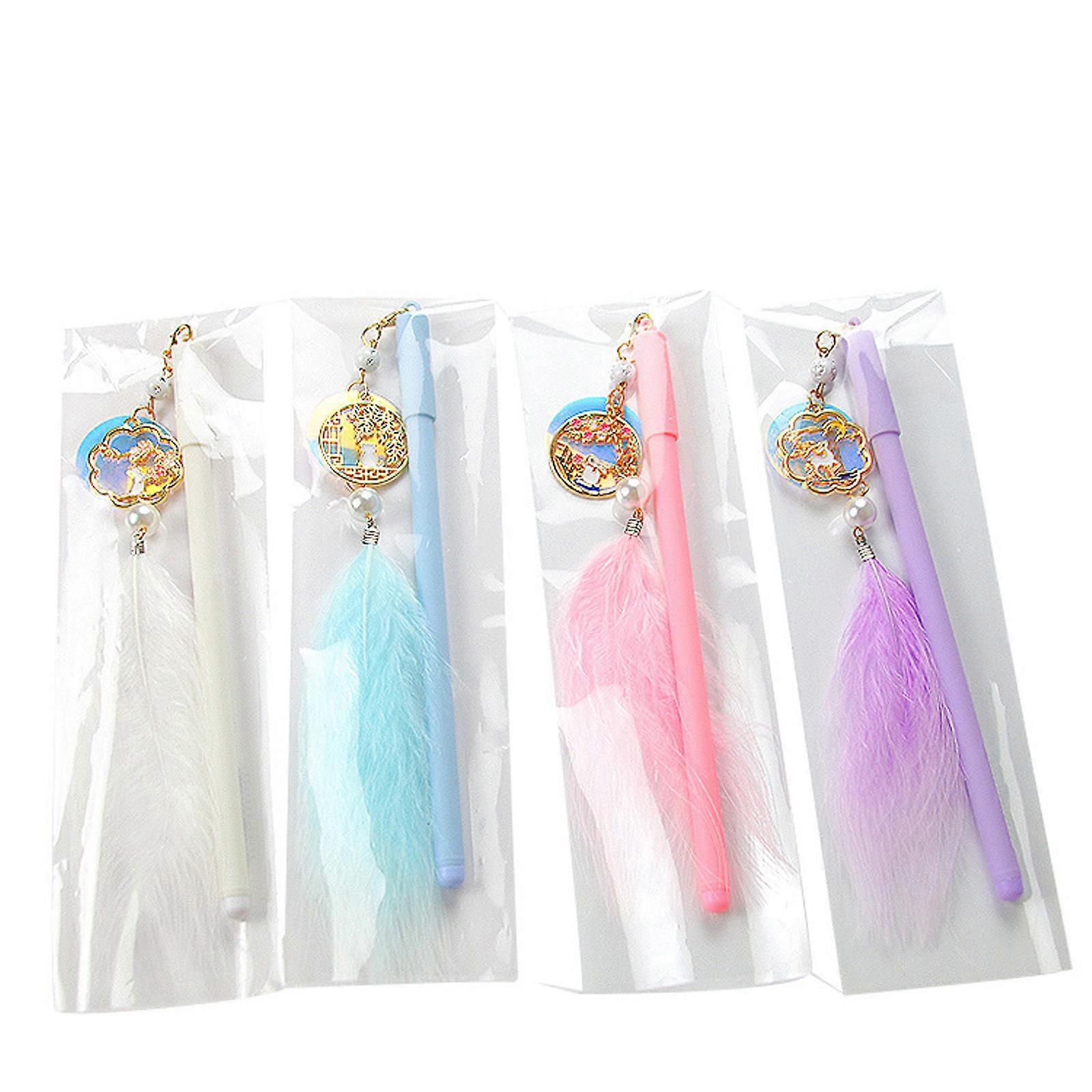 Dreamcatcher ريشة قلادة أقلام محايدة Kawaii كريستال جل القلم للأطفال هدية S لون مختلط
