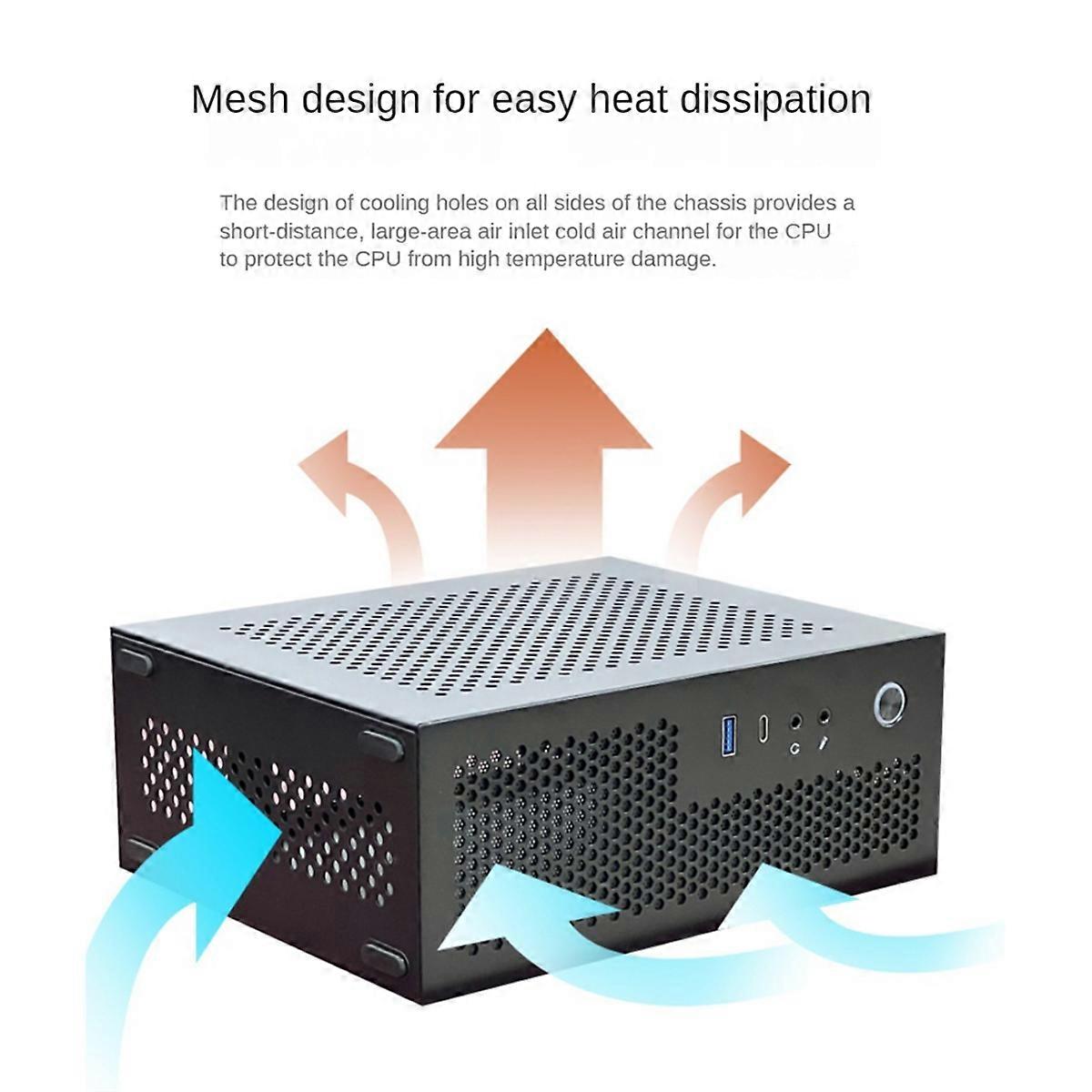 Iyalezirk Mini PC Case ITX Da Gaming – Case Desktop Compatto Con USB3.0, Scheda Madre Mini-ITX E Supporto HDD Da 3.5/2.5, Argento - 3