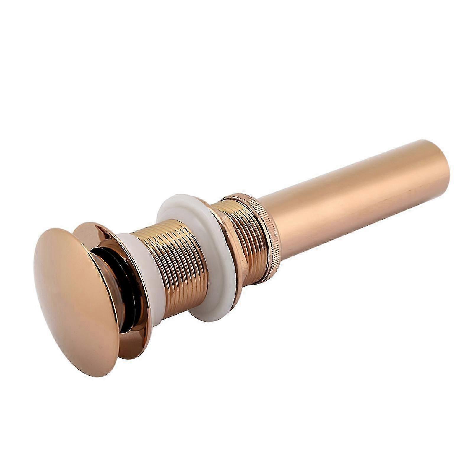 Brass Bathroom Basin Sink Pop Up Drain Assembly G1 1/4 Non Overflow (Rose Gold)