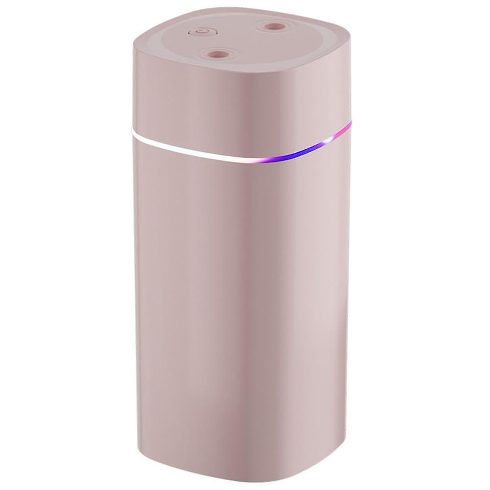 Colorful Small Double Silent Humidifier in Pink for Home and Car Use, Compact Ultrasonic Design, Portable Mist Maker