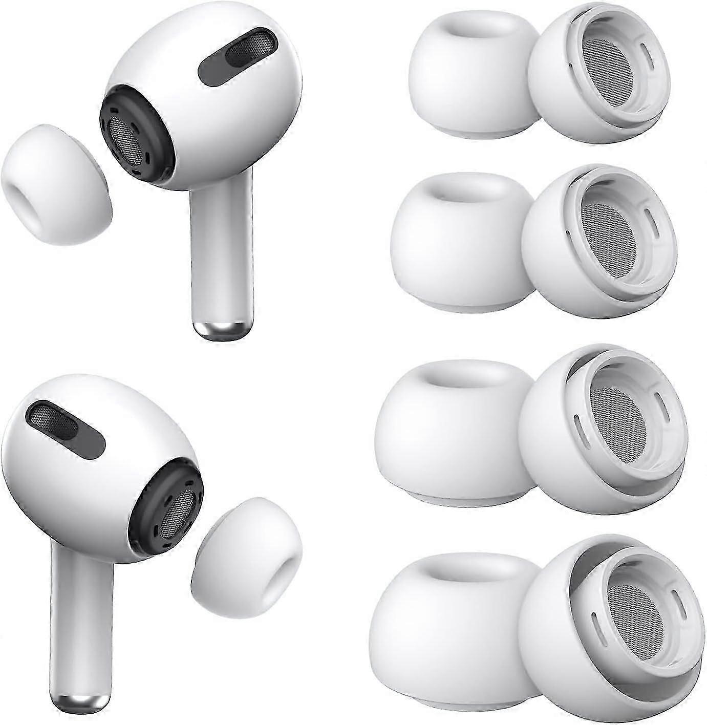 4 Pairs of Replacement Earbuds for AirPods Pro and AirPods Pro 2 with Noise Reduction Holes (XS/S/M/L)