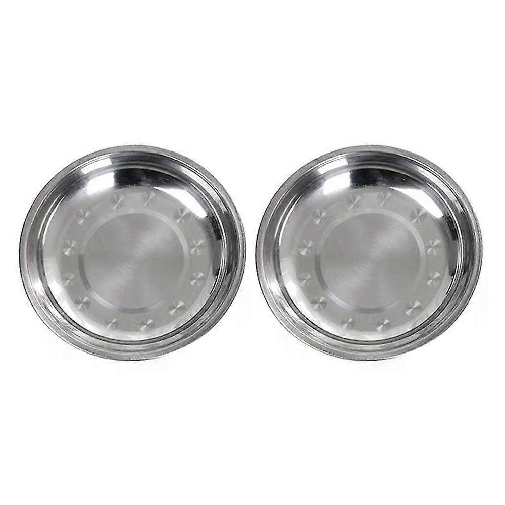Pet Dining Elegance, Stainless Steel Round Dinner Plates, Deep Round Design