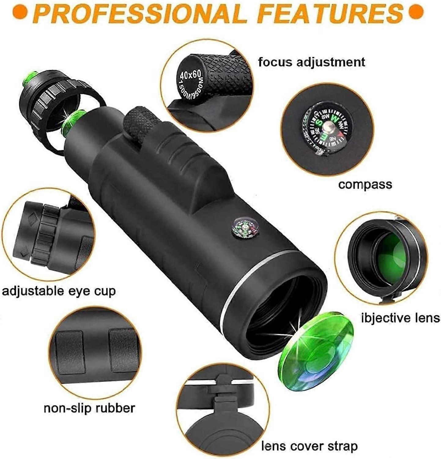 Monocular Telescope, 40 x 60 HD Monocular Telescope, High Power,