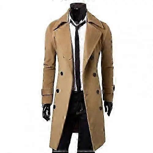 Autumn Winter Long Trench Coat Double-breasted Solid Color Mid-length Windproof Thick British Slim Jacket Gabardina Hombre Coats Jackets