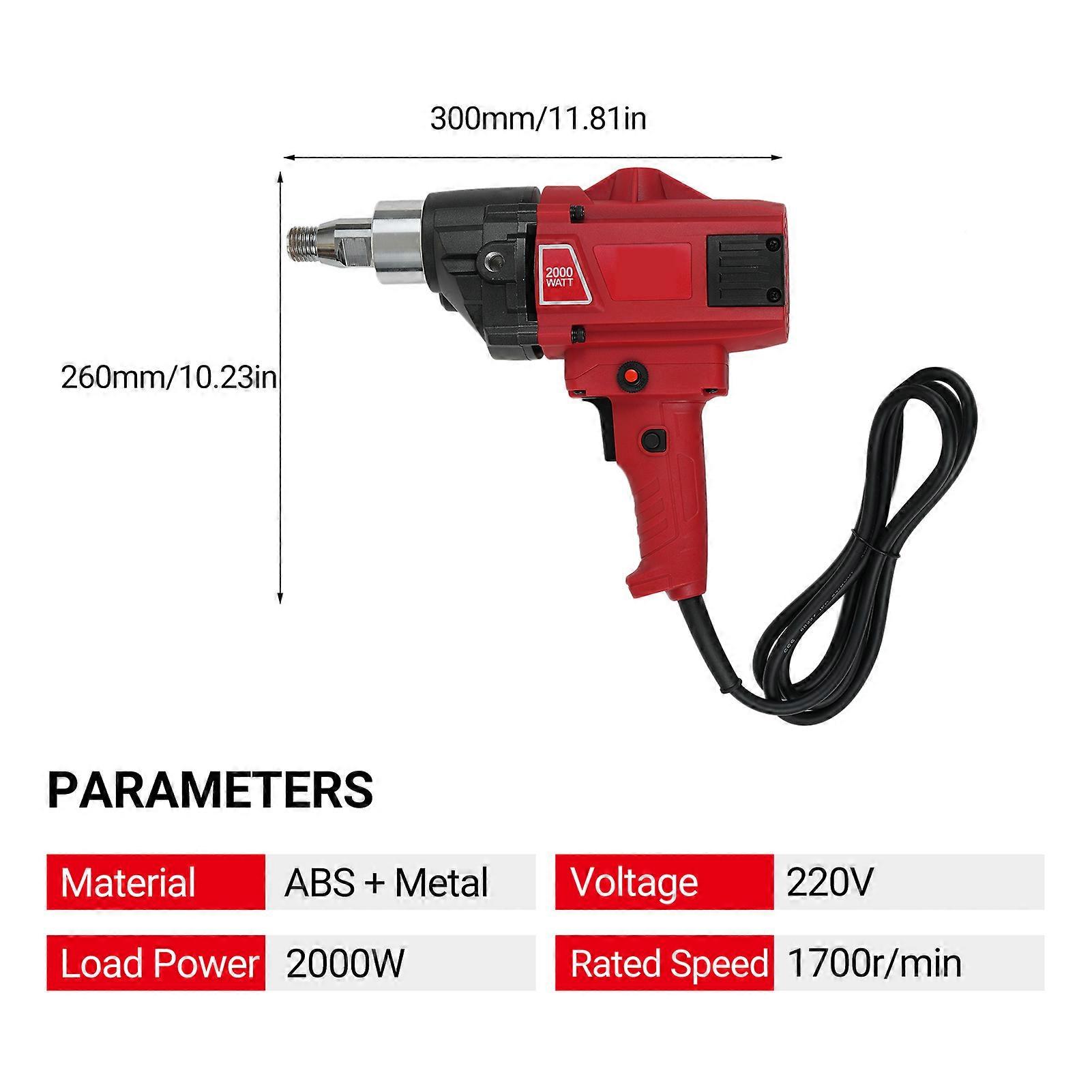 2000W Set with Spade Handle Electric Augers Post Hole Digging Corded Drill Machine Concrete Mud Mixer for Drilling and Mixing