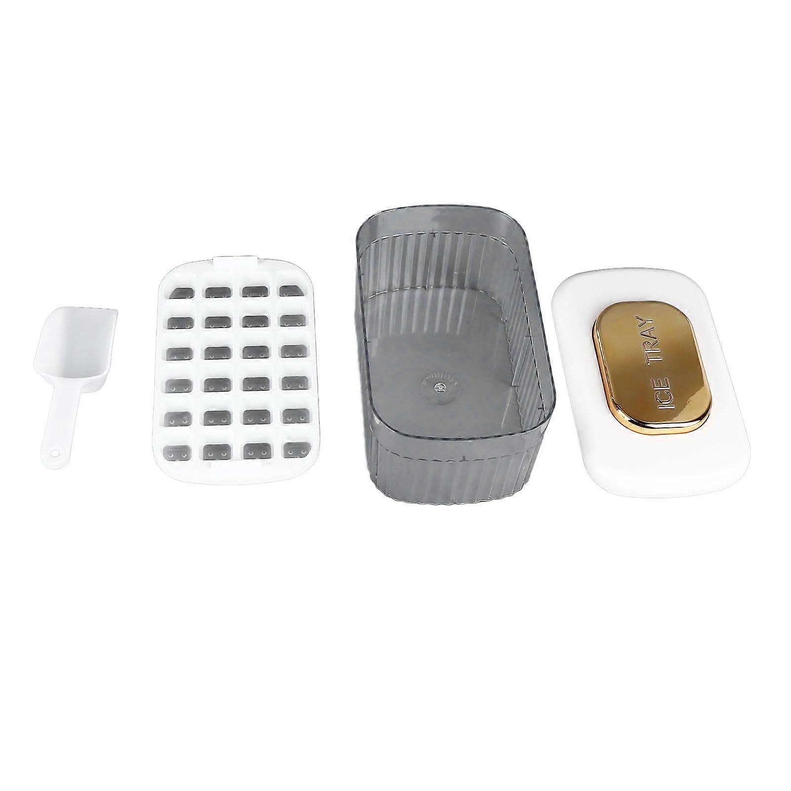Cubes Easy Release 24 Grids Large Capacity Ice Tray Mould with Lid Bin Scoop for Cocktail Whiskey Coffee