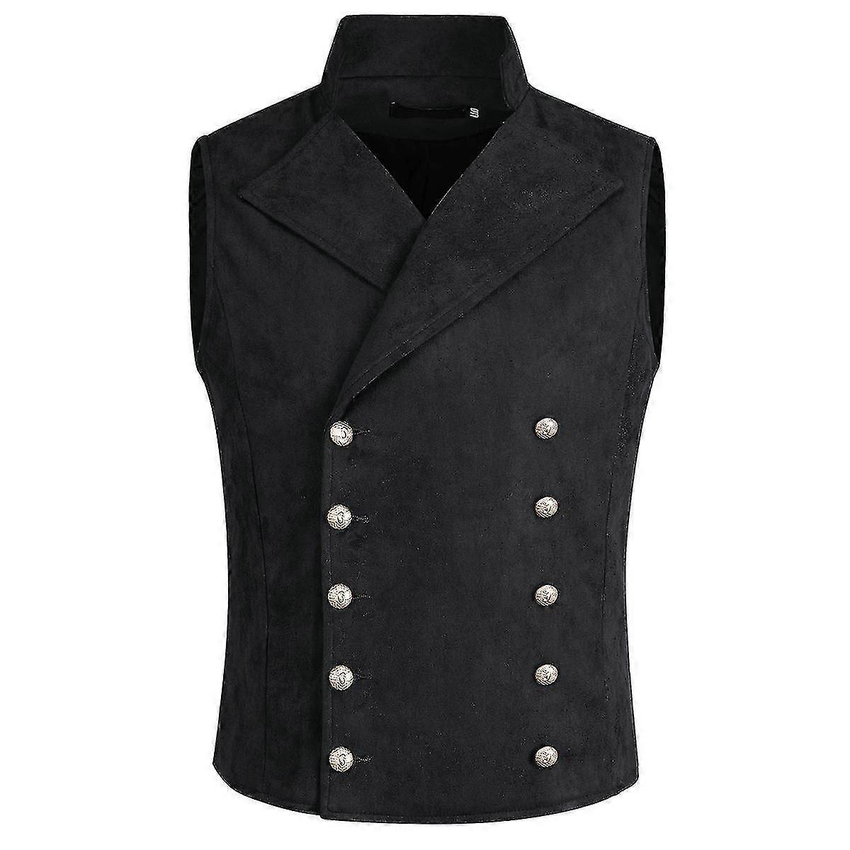 Männer Doppelreihige Anzug Weste Retro Solid Color Stand Kragen Weste